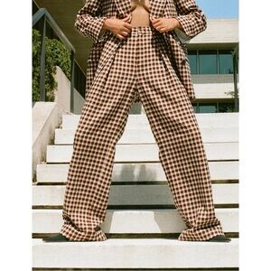 NWT Mara Hoffman Plaid High-Waisted Maraella Pleated Pants